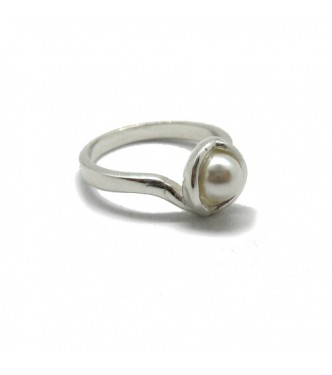R001830P Stylish Sterling Silver Ring Solid 925 With 6mm Pearl Perfect Quality Handmade
